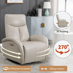 Fauteuil inclinable, pivotant et à bascule électrique en similicuir PU marron/beige, une place