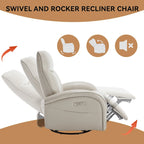 Fauteuil inclinable, pivotant et à bascule électrique en similicuir PU marron/beige, une place