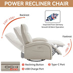 Fauteuil inclinable, pivotant et à bascule électrique en similicuir PU marron/beige, une place