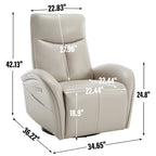 Fauteuil inclinable, pivotant et à bascule électrique en similicuir PU marron/beige, une place