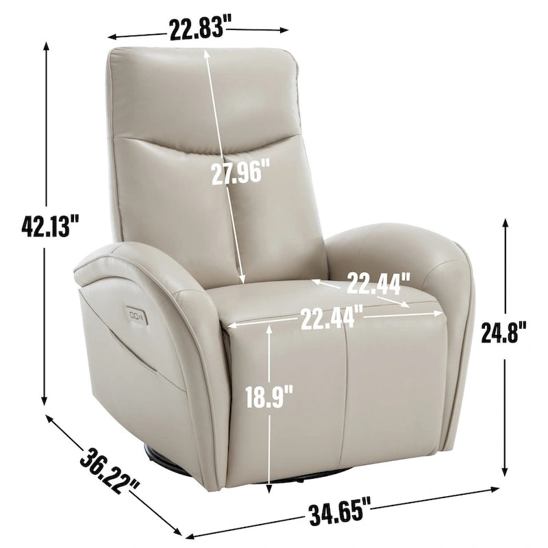 Fauteuil inclinable, pivotant et à bascule électrique en similicuir PU marron/beige, une place