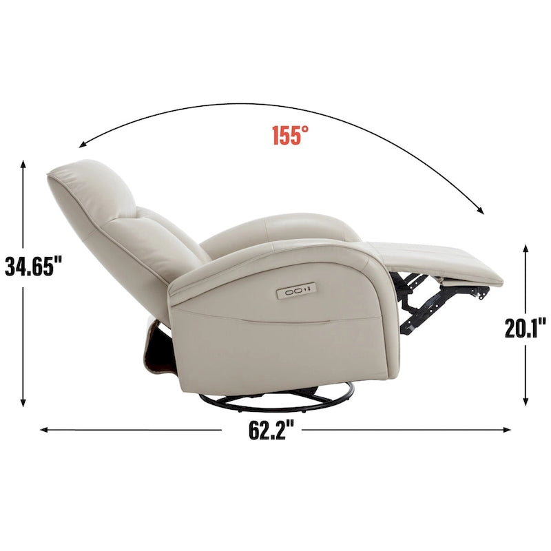 Fauteuil inclinable, pivotant et à bascule électrique en similicuir PU marron/beige, une place