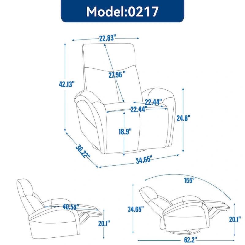 Fauteuil inclinable, pivotant et à bascule électrique en similicuir PU marron/beige, une place