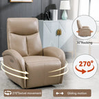 Fauteuil inclinable, pivotant et à bascule électrique en similicuir PU marron/beige, une place