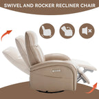 Fauteuil inclinable, pivotant et à bascule électrique en similicuir PU marron/beige, une place