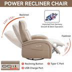 Fauteuil inclinable, pivotant et à bascule électrique en similicuir PU marron/beige, une place