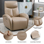 Fauteuil inclinable, pivotant et à bascule électrique en similicuir PU marron/beige, une place