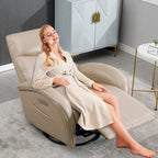 Fauteuil inclinable, pivotant et à bascule électrique en similicuir PU marron/beige, une place