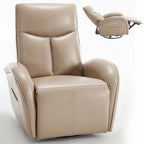 Fauteuil inclinable, pivotant et à bascule électrique en similicuir PU marron/beige, une place