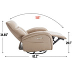 Fauteuil inclinable, pivotant et à bascule électrique en similicuir PU marron/beige, une place