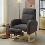 Fauteuil à bascule tapissé à dossier haut, gris/beige, une place