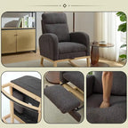 Fauteuil à bascule tapissé à dossier haut, gris/beige, une place