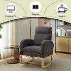 Fauteuil à bascule tapissé à dossier haut, gris/beige, une place