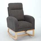 Fauteuil à bascule tapissé à dossier haut, gris/beige, une place