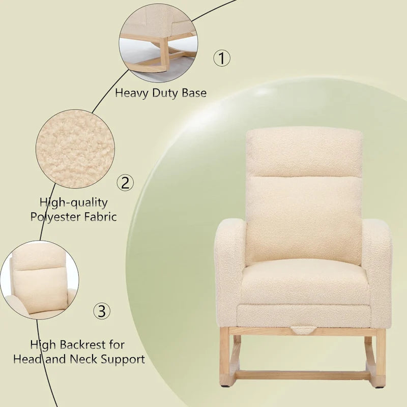 Fauteuil à bascule tapissé à dossier haut, gris/beige, une place