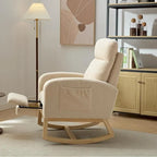 Fauteuil à bascule tapissé à dossier haut, gris/beige, une place