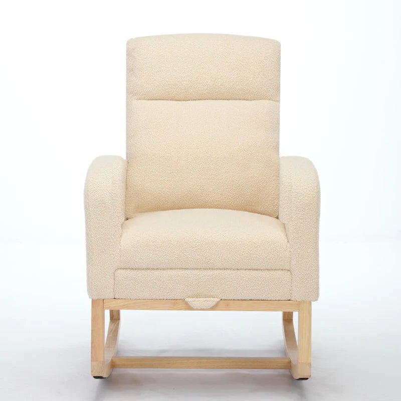 Fauteuil à bascule tapissé à dossier haut, gris/beige, une place