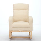 Fauteuil à bascule tapissé à dossier haut, gris/beige, une place