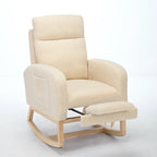 Fauteuil à bascule tapissé à dossier haut, gris/beige, une place