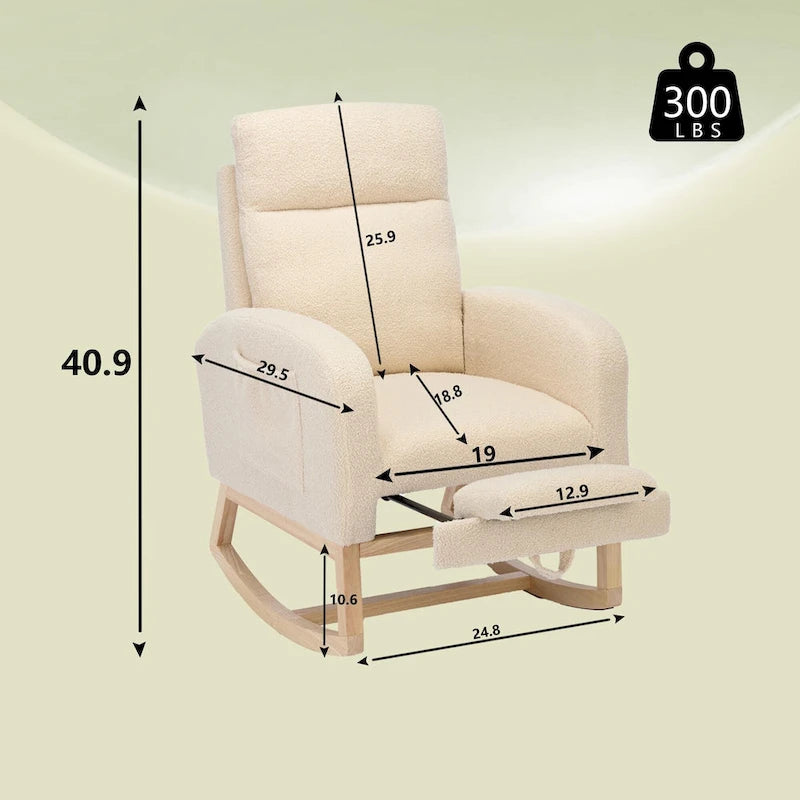 Fauteuil à bascule tapissé à dossier haut, gris/beige, une place