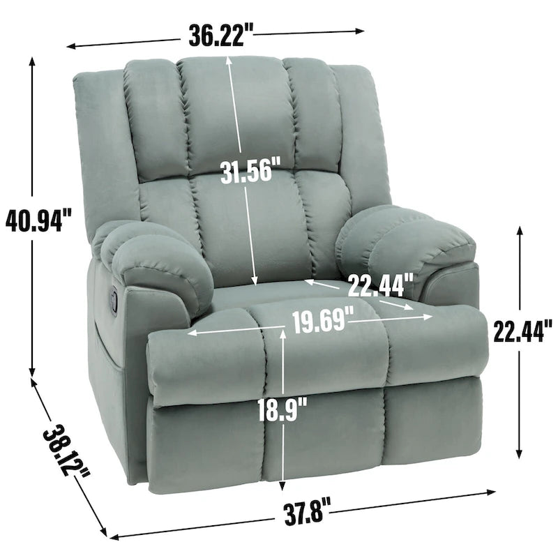 Fauteuil inclinable pivotant et à bascule surdimensionné, une place, beige/vert/bleu, revêtement en tissu