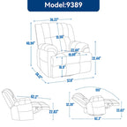 Fauteuil inclinable pivotant et à bascule surdimensionné, une place, beige/vert/bleu, revêtement en tissu