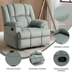 Fauteuil inclinable pivotant et à bascule surdimensionné, une place, beige/vert/bleu, revêtement en tissu