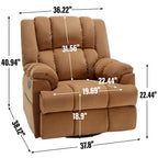 Fauteuil inclinable pivotant et à bascule surdimensionné, une place, beige/vert/bleu, revêtement en tissu