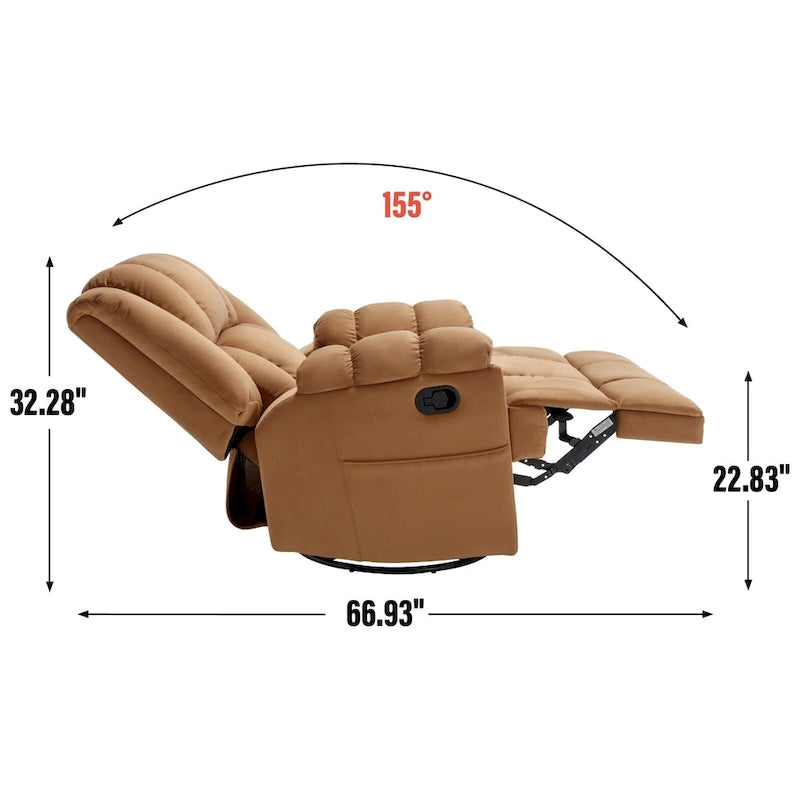 Fauteuil inclinable pivotant et à bascule surdimensionné, une place, beige/vert/bleu, revêtement en tissu