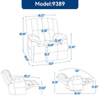 Fauteuil inclinable pivotant et à bascule surdimensionné, une place, beige/vert/bleu, revêtement en tissu
