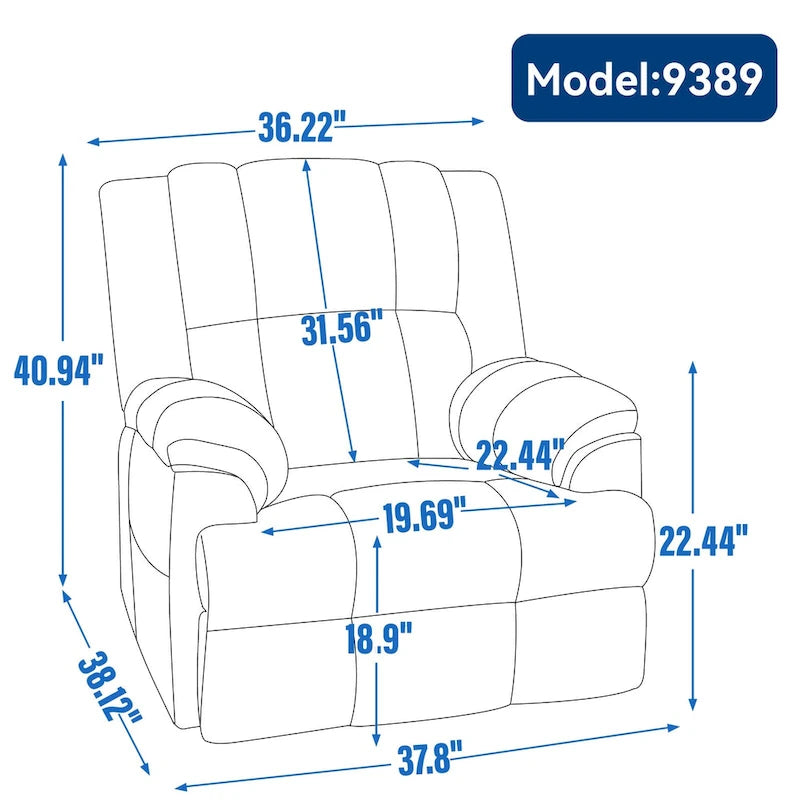 Fauteuil inclinable pivotant et à bascule surdimensionné, une place, beige/vert/bleu, revêtement en tissu