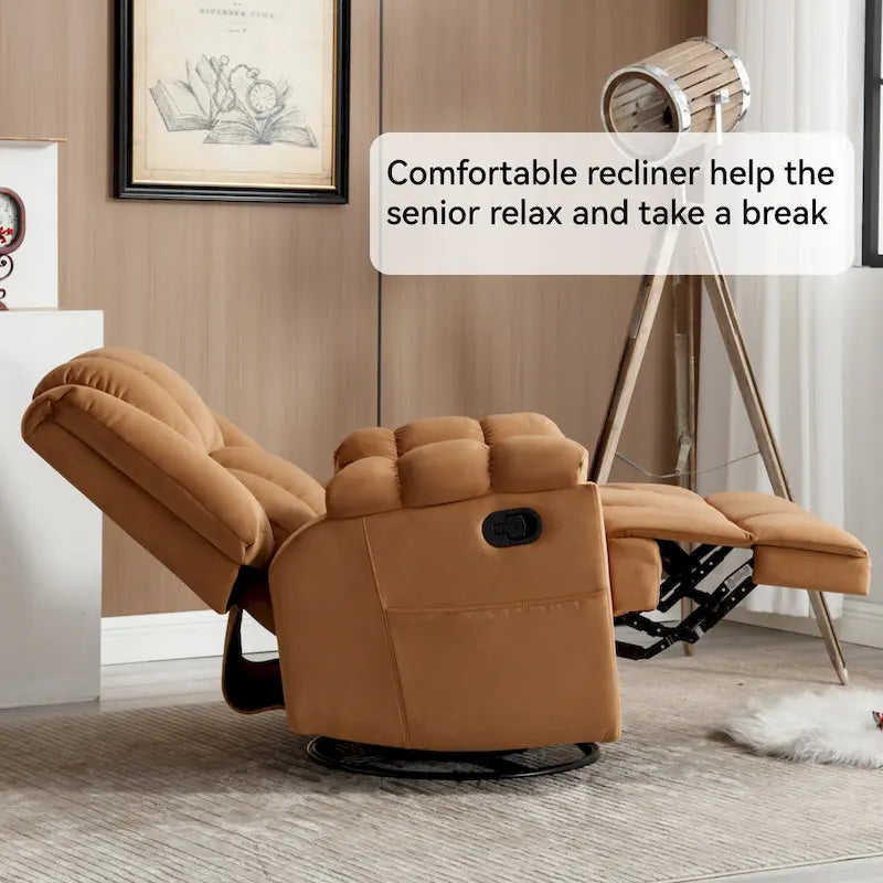 Fauteuil inclinable pivotant et à bascule surdimensionné, une place, beige/vert/bleu, revêtement en tissu