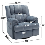 Fauteuil inclinable pivotant et à bascule surdimensionné, une place, beige/vert/bleu, revêtement en tissu