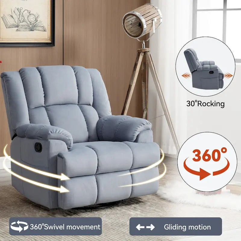 Fauteuil inclinable pivotant et à bascule surdimensionné, une place, beige/vert/bleu, revêtement en tissu