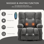 Fauteuil releveur électrique 1 place Bleu / Gris / Marron – Chauffant, massant et avec port USB de charge