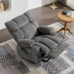 Fauteuil releveur électrique 1 place Bleu / Gris / Marron – Chauffant, massant et avec port USB de charge