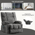 Fauteuil releveur électrique 1 place Bleu / Gris / Marron – Chauffant, massant et avec port USB de charge