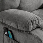 Fauteuil releveur électrique 1 place Bleu / Gris / Marron – Chauffant, massant et avec port USB de charge