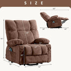Fauteuil releveur électrique 1 place Bleu / Gris / Marron – Chauffant, massant et avec port USB de charge