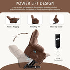 Fauteuil releveur électrique 1 place Bleu / Gris / Marron – Chauffant, massant et avec port USB de charge