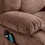 Fauteuil releveur électrique 1 place Bleu / Gris / Marron – Chauffant, massant et avec port USB de charge
