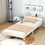 Lit plate-forme double blanchi avec port USB, pour 1 personne