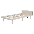 Lit plate-forme double blanchi avec port USB, pour 1 personne