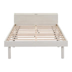 Lit plate-forme double blanchi avec port USB, pour 1 personne