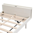 Lit plate-forme double blanchi avec port USB, pour 1 personne