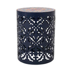 Table d'appoint en métal ajouré à plateau en mosaïque multicolore, bleu foncé/blanc/bleu sarcelle, 1 pièce