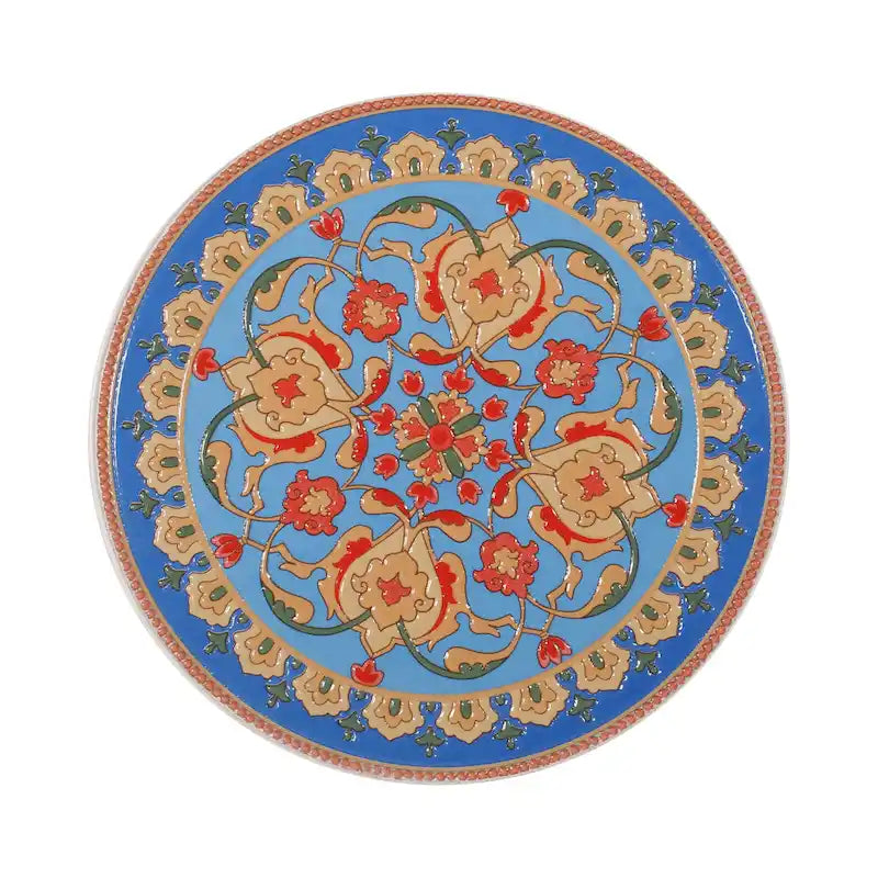 Table d'appoint en métal ajouré à plateau en mosaïque multicolore, bleu foncé/blanc/bleu sarcelle, 1 pièce