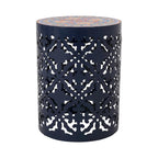 Table d'appoint en métal ajouré à plateau en mosaïque multicolore, bleu foncé/blanc/bleu sarcelle, 1 pièce