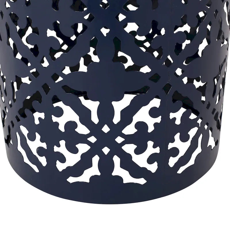 Table d'appoint en métal ajouré à plateau en mosaïque multicolore, bleu foncé/blanc/bleu sarcelle, 1 pièce