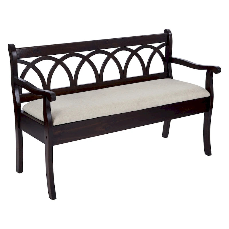 Banc de rangement noir et beige avec coussin, 1 personne